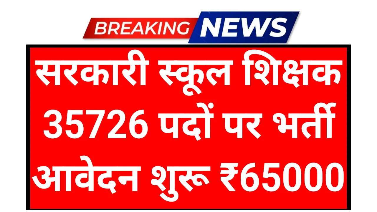 Govt School Teacher: सरकारी विद्यालय शिक्षक 35736 पदों पर आवेदन शुरू
