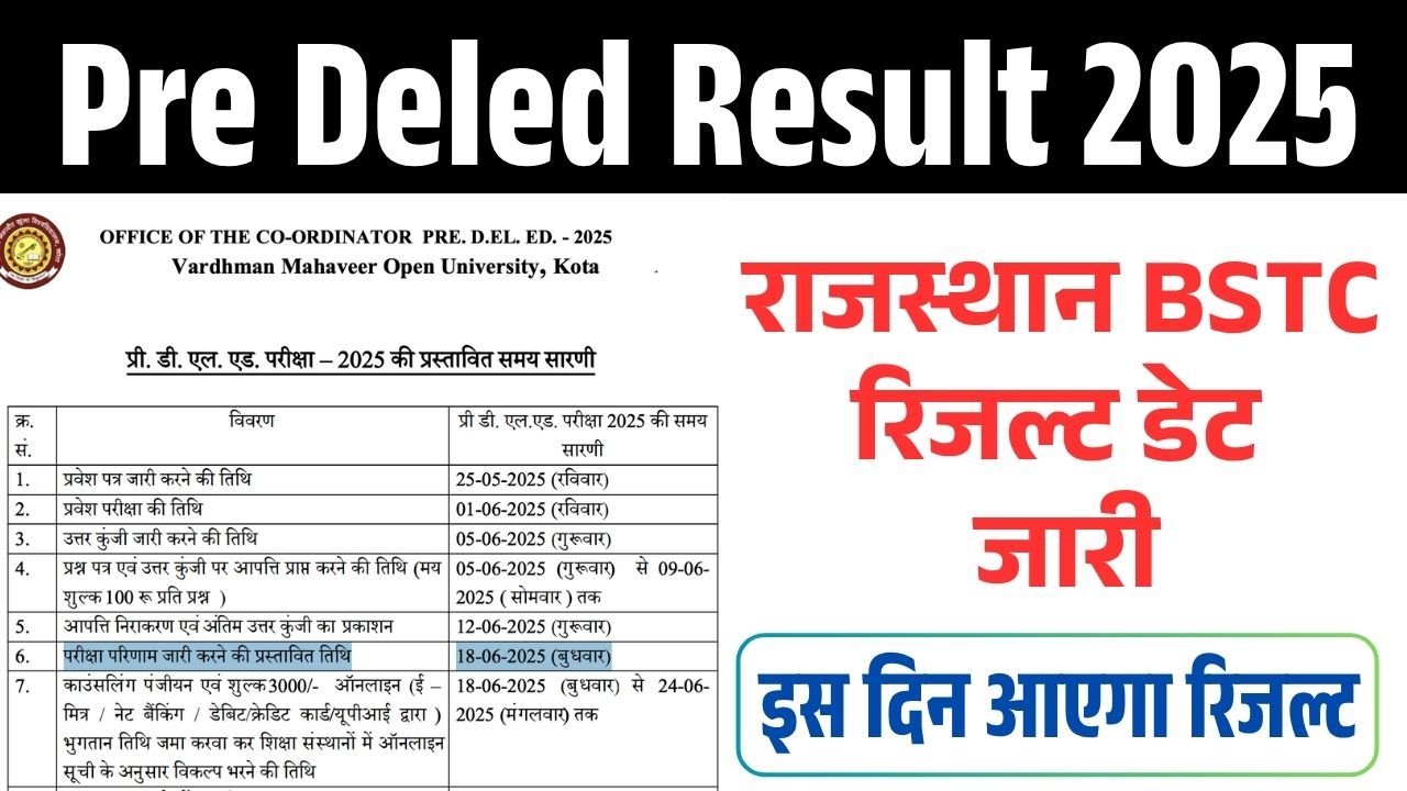 BSTC Result 2025 Date: राजस्थान बीएसटीसी रिजल्ट डेट हुई जारी, इस दिन आएगा रिजल्ट 