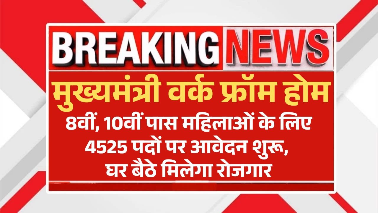 Work From Home: 8वीं, 10वीं पास महिलाओं के लिए 4525 पदों पर आवेदन शुरू, घर बैठे मिलेगा रोजगार